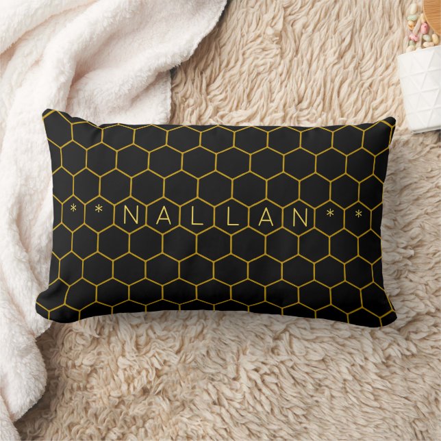 Coussin Rectangle Masculine & classe nid d'abeille motif noir jaune (Couverture)