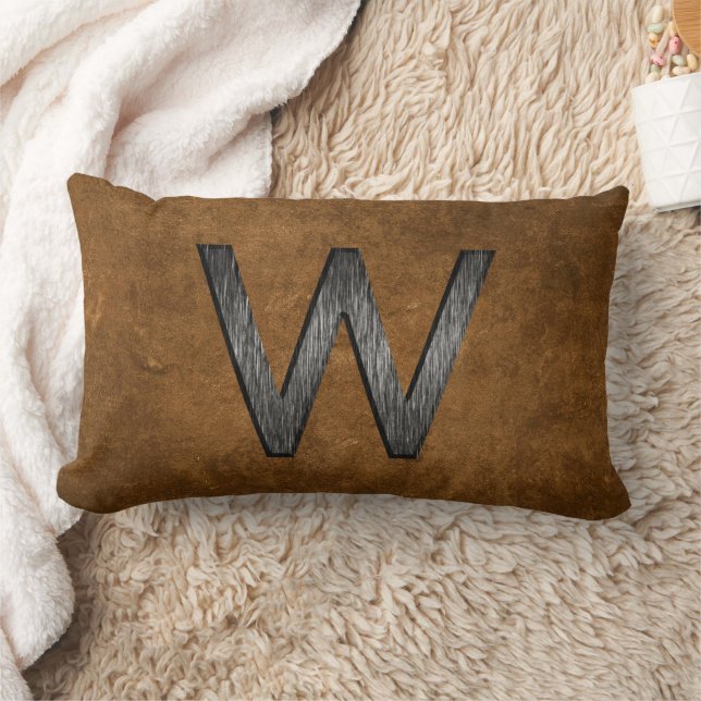Coussin Rectangle Masculine élégante Personnalisée Monogramme Tan Br (Couverture)
