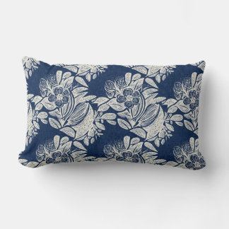 Coussin Rectangle Masculine Navy effet bleu Indigo Floral partout