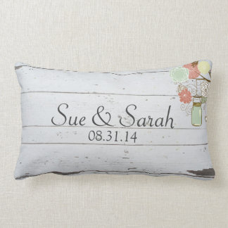 Coussin Rectangle Mason Jars et Fleurs Cadeau Mariage