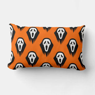 Coussin Rectangle Masque de cri noir et blanc Masque orange Hallowee