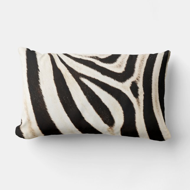 Coussin Rectangle Masque Zebra, Fourrure Faux, Lumbar Large Bande (Recto)