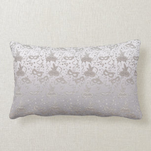 Coussin Rectangle Masquerade Masque argent et Motif gris