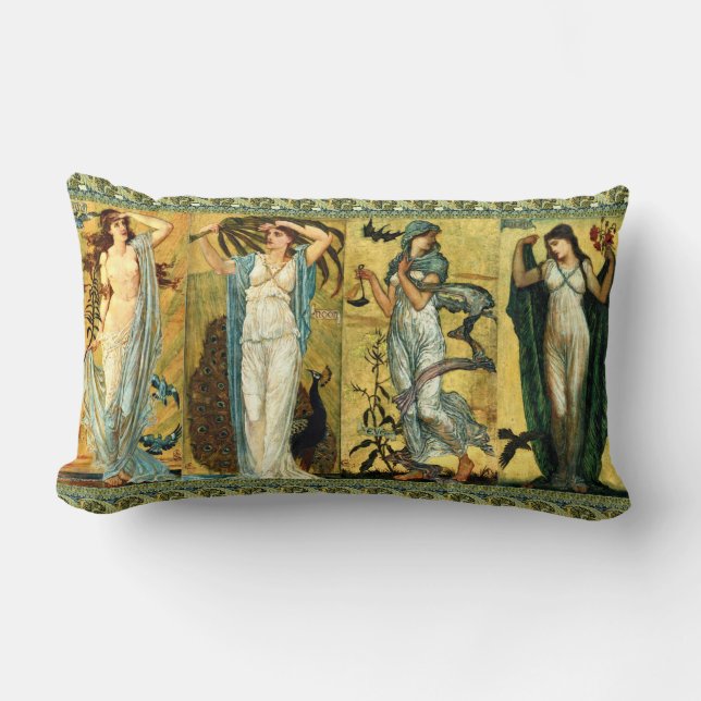 Coussin Rectangle Matin, Midi, Soirée, Nuit par Walter Crane 1891 (Recto)