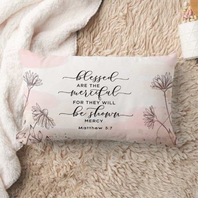 Coussin Rectangle Matthieu 5:7 Heureux sont la Bible Miséricordieuse (Couverture)