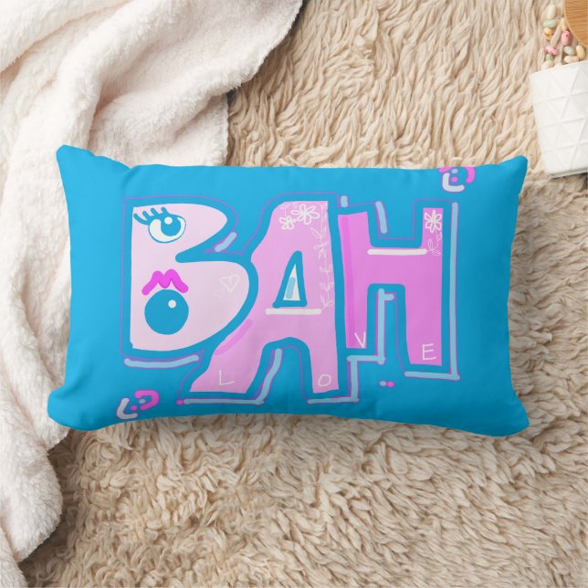 Coussin Rectangle Mazipoodles Bah Humbug Aimer rose Turquoise (Couverture)