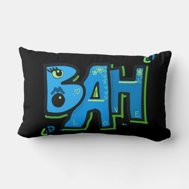 Coussin Rectangle Mazipoodles Bah Humbug Aimer Vert Bleu Noir (Verso)