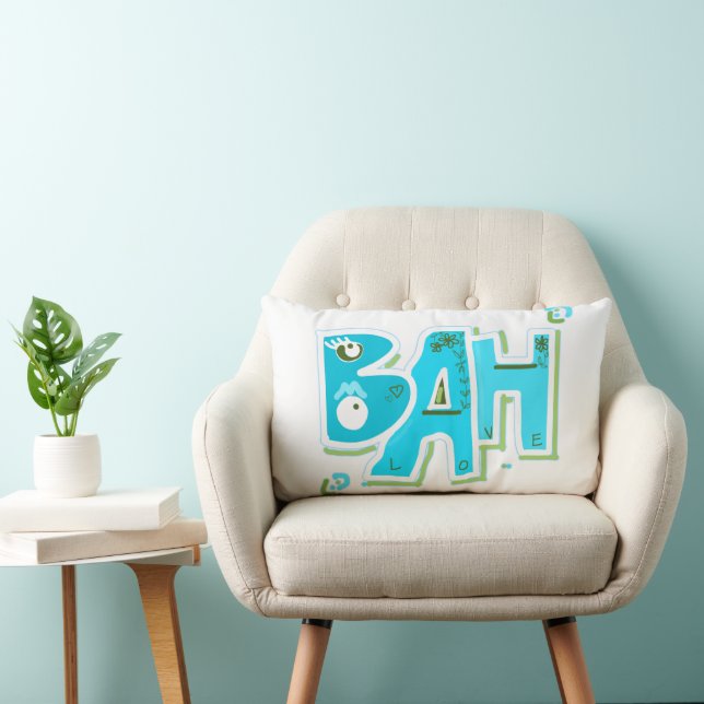 Coussin Rectangle Mazipoodles Bah Humbug Aimer Vert Turquoise Blanc (Chaise)