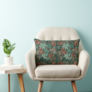 Coussin Rectangle Mazipoodles bulles florales - Spearmint Coral Gree