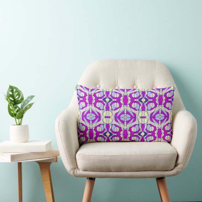 Coussin Rectangle Mazipoodles Neuro Art - Purple Grey Jaune Marine (Chaise)