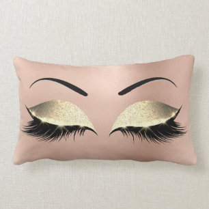 Coussin Rectangle Mèches fascinantes de maquillage d'or de noir ros