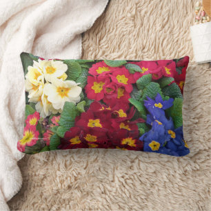 Coussin Rectangle Médaille colorée printanière de Primulas