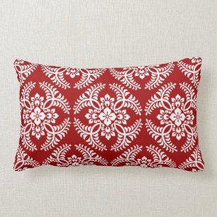Coussin Rectangle Médaillon japonais Motif, rouge profond et blanc