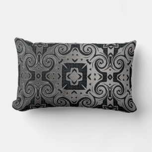 Coussin Rectangle Médalien Noir/Argent-Texture 1 Design 1/ Noir
