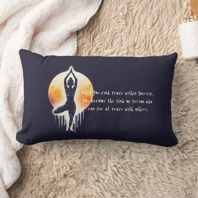 Coussin Rectangle Méditation Yoga Instructeur Arbre Pose Pleine lune (Couverture)