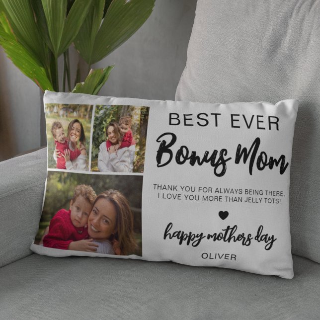Coussin Rectangle Meilleur Bonus d'Ever Maman | 3 Photo (Créateur téléchargé)