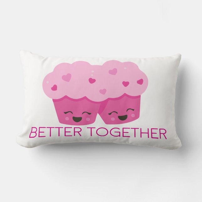 Coussin Rectangle Meilleur Ensemble Deux Cupcakes Rose Saint-Valenti (Recto)