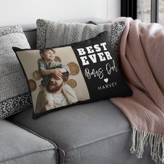 Coussin Rectangle Meilleur Papa Bonus | Photo (Créateur téléchargé)