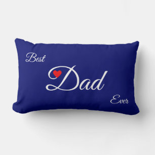 Coussin Rectangle Meilleur papa coeur moderne sur bleu royal