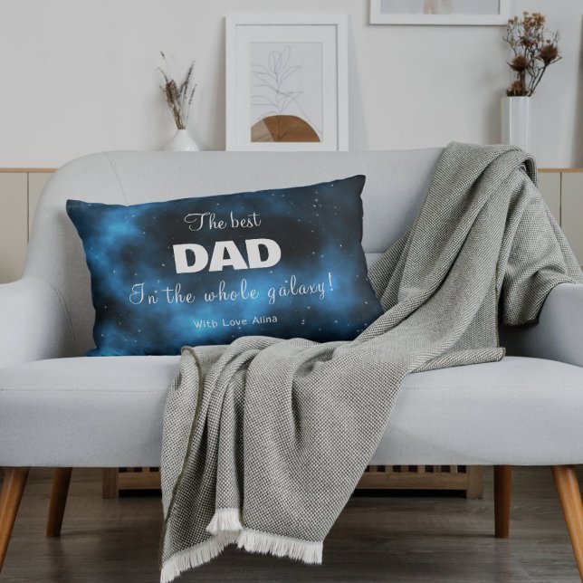 Coussin Rectangle Meilleur papa dans la galaxie bleue (Créateur téléchargé)