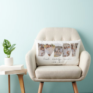 Coussin Rectangle Meilleur Papa du Monde Collage Photo Moderne Fête