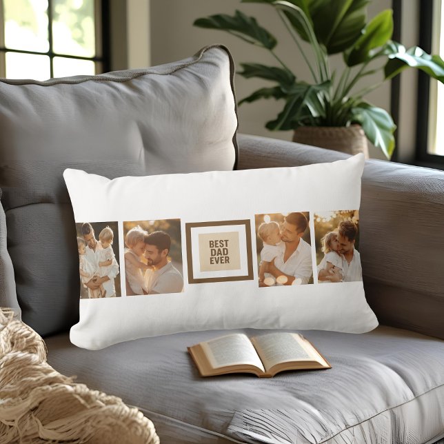 Coussin Rectangle Meilleur papa jamais | Photo personnalisée pour la (Créateur téléchargé)