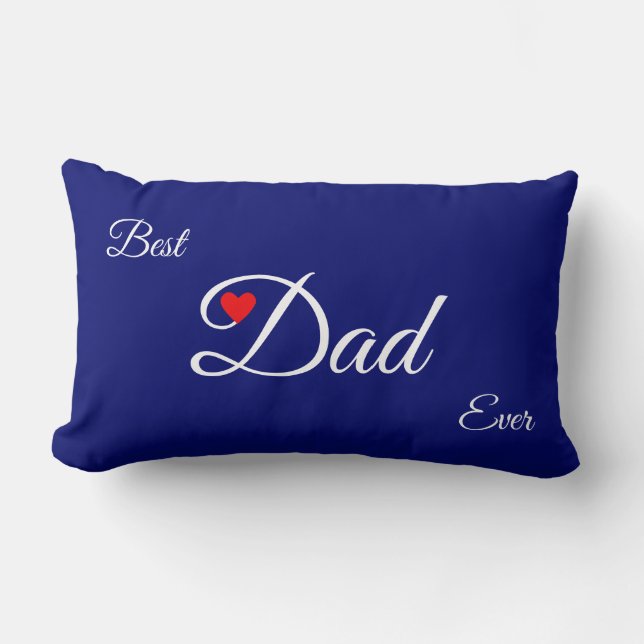 Coussin Rectangle Meilleur Papa Moderne du Cœur sur Royal Blue (Recto)