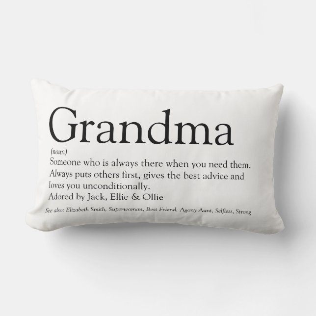 Coussin Rectangle Meilleure Grand-mère du Monde, Définition de Grand (Recto)