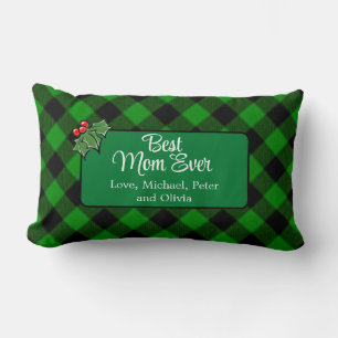 Coussin Rectangle Meilleure maman jamais vert noir classique Plaid H