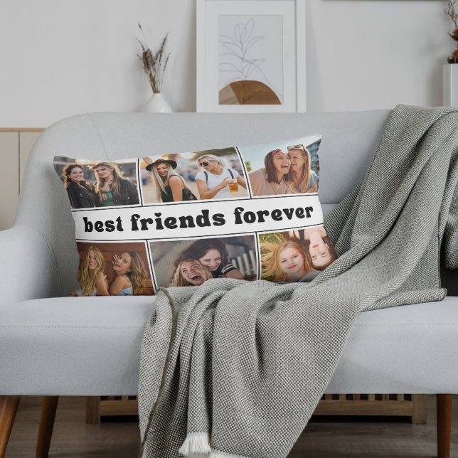 Coussin Rectangle Meilleures Amies Pour Toujours Collage Photo Moder (Créateur téléchargé)