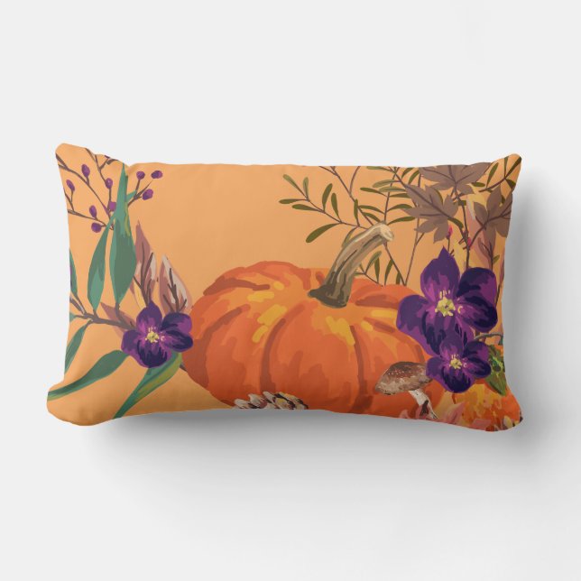 Coussin Rectangle Mélange de feuille et de fleurs d'automne de (Recto)
