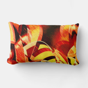 Coussin Rectangle Mélange de jaunissement avec rouge foncé, stries f