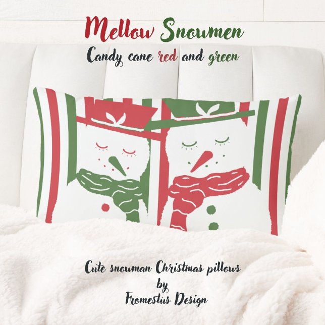 Coussin Rectangle Mellow Geo Stripes -Christmas red green snowman. (Créateur téléchargé)