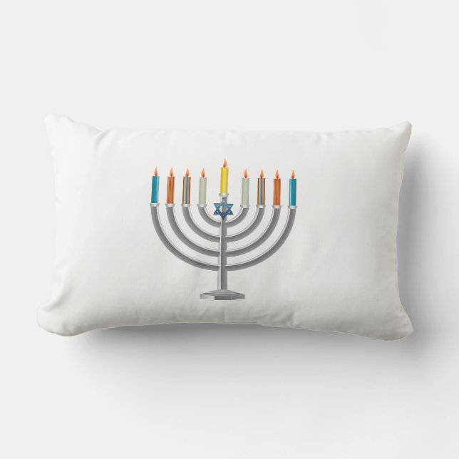 Coussin Rectangle Menorah de Hanoukka (Recto)