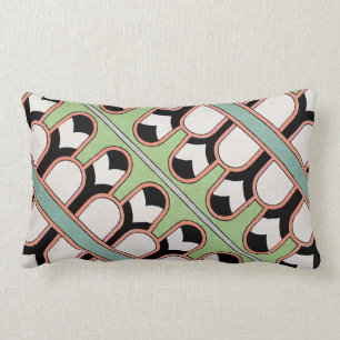 Coussin Rectangle Menthe géométrique de motif d'art déco assyrien