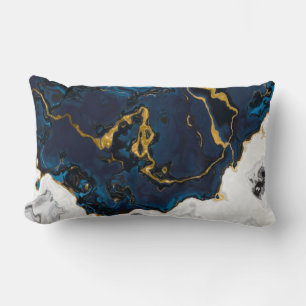 Coussin Rectangle Mer en marbre jaune bleu émeraude