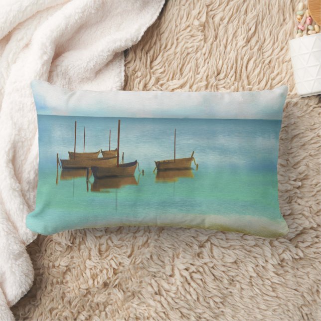 COUSSIN RECTANGLE MER ET BATEAUX CALMES ET RESTREINTS (Couverture)
