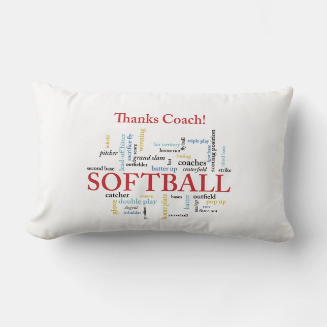 Coussin Rectangle Merci Les Mots De L'Entraîneur Softball Du Groupe, (Recto)