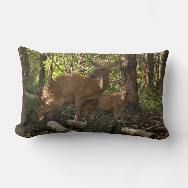 Coussin Rectangle Mère et bébé cerf au Parc national de Shenandoah (Recto)
