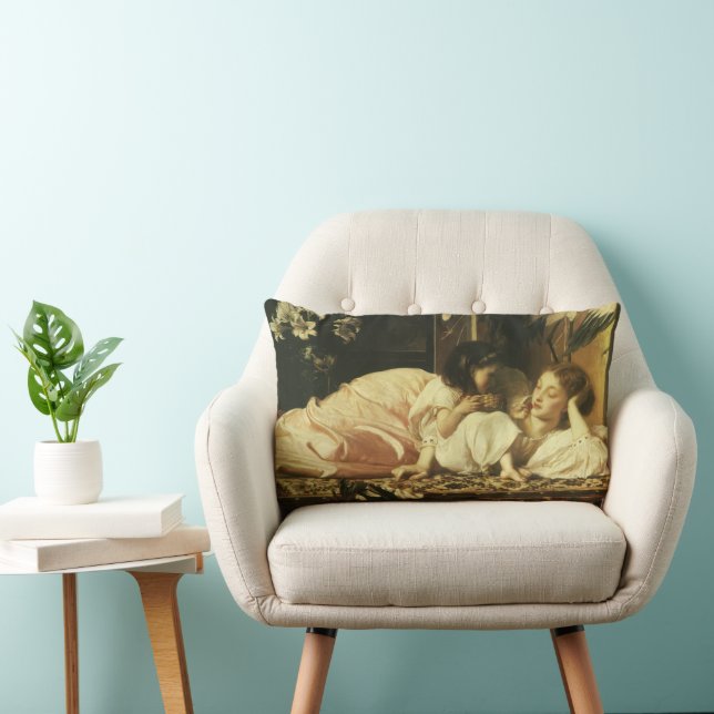 Coussin Rectangle Mère et Enfant (alias Cerises) par Lord Leighton (Chaise)
