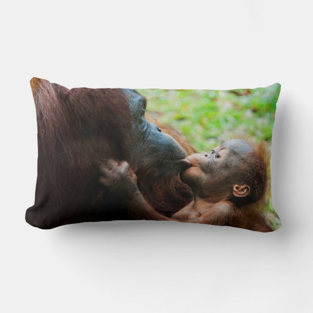 Coussin Rectangle Mère orang-outan et bébé (Recto)