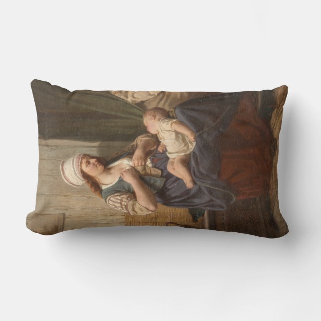 Coussin Rectangle Mère tenant son enfant (par Rudolf Jordan) (Recto)