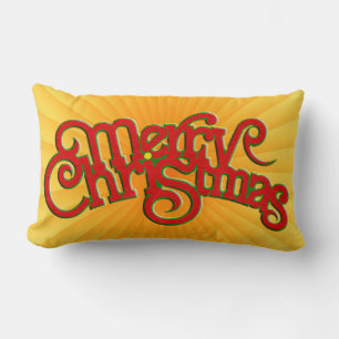 Coussin Rectangle MERRY CHRISTMAS - Conception vintage du texte de N