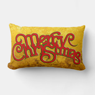 Coussin Rectangle MERRY CHRISTMAS - Conception vintage du texte de N