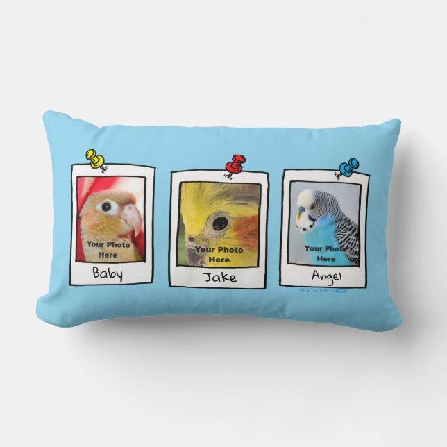 Coussin Rectangle Mes oiseaux de compagnie Collage de photos personn (Recto)
