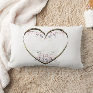 Coussin Rectangle Message personnalisé Heart n Flowers