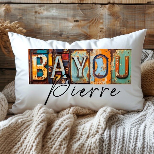Coussin Rectangle Métal rustique Bayou Pierre Louisiana État (Créateur téléchargé)