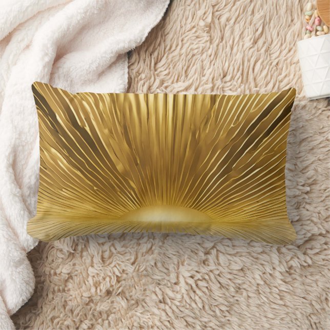 Coussin Rectangle Metallic gold abstract lines patterns AI art  (Couverture)