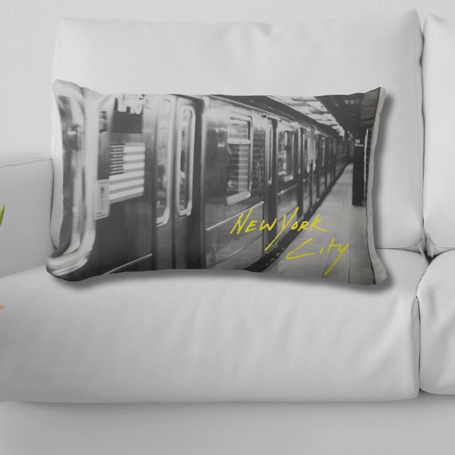 Coussin Rectangle Métro de New York City Urbain Chic Jeu d'oreiller (NYC Subway Throw Pillow Front)