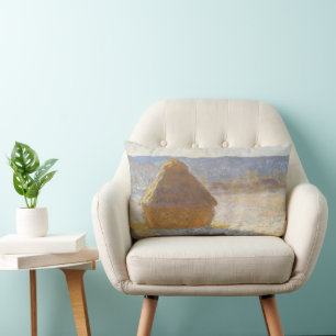 Coussin Rectangle Meule le matin, effet de neige de Claude Monet